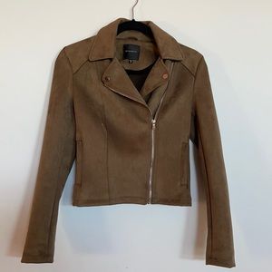 Faux Cool Tone / Taupey Brown Suede Moto Jacket